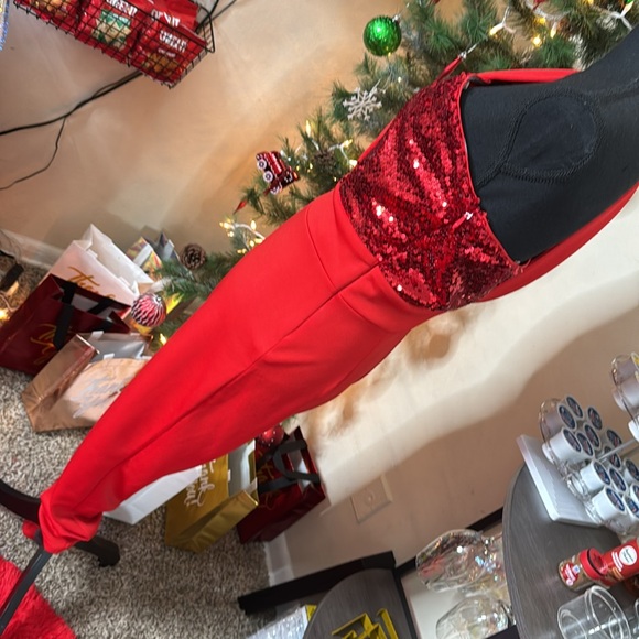 CHICME Red Sequin One Piece Suit Size M - Picture 4 of 8